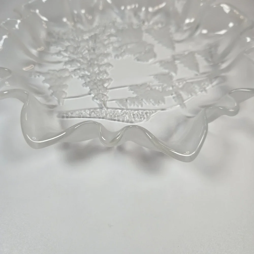 Vintage Mikasa Christmas Story Frosted Glass Crystal Serving Plate Bowl‎ Platter